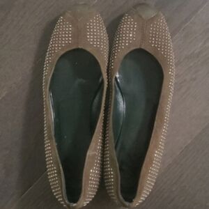 Balenciaga Paris Gray Flats With Studs